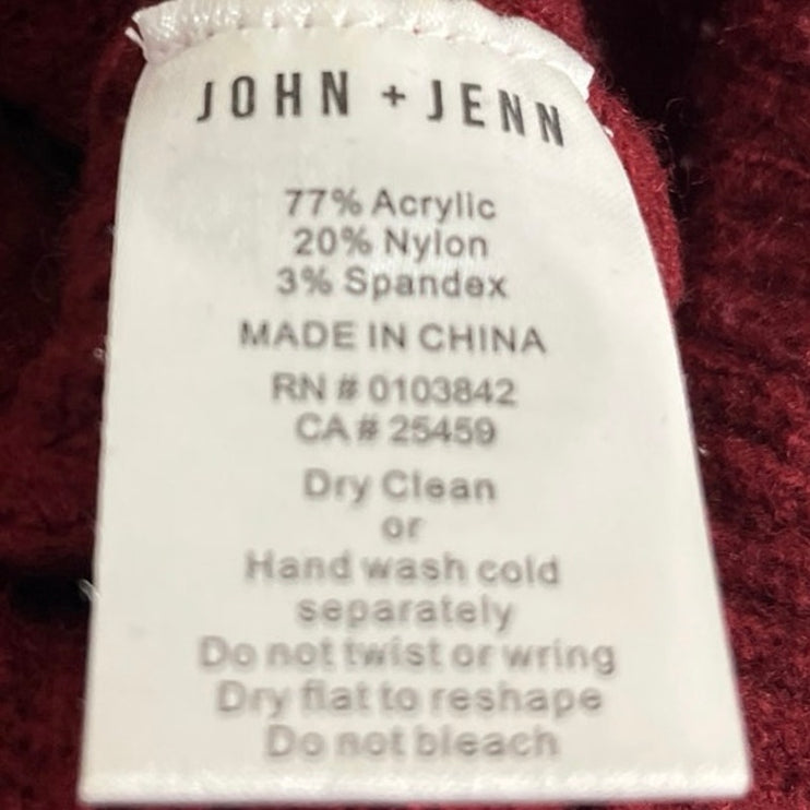 John + Jenn Women's Red White Long Sleeve Stripe Ribbed Knit Sweater Top Size S