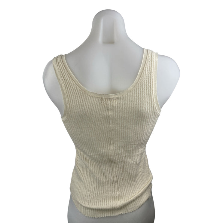 Nation LTD Ribbed Sleeveless Button Scoop Neck Henley Cami Camisole Tank Top XS