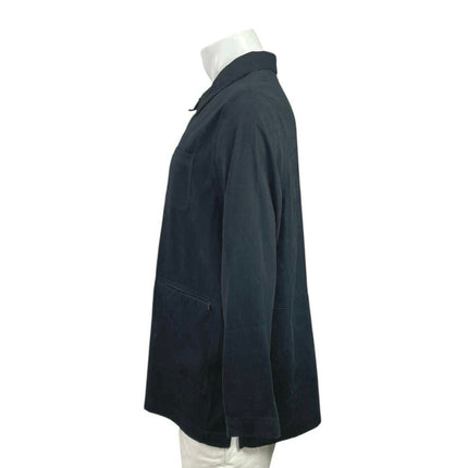 Solutions Men's Black Velour Collared Long Sleeve Button Up Shirt Coat Jacket L