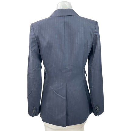 Theory Women's Navy Blue Pinstriped Peak Lapel Blazer Coat Suit Jacket Size 8