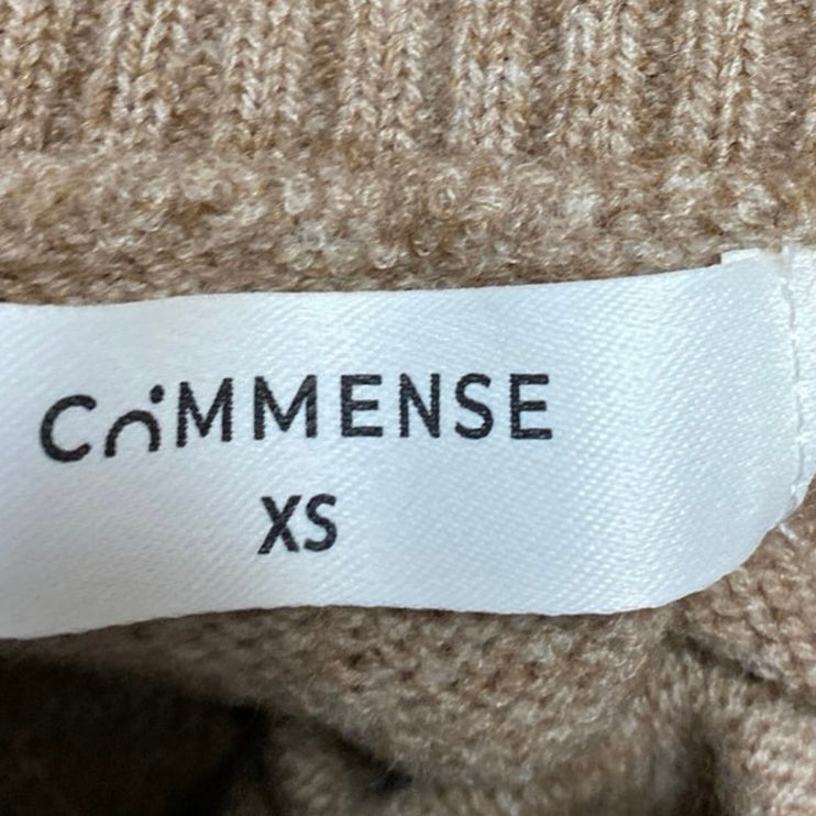 Commense Women's Tan Beige Khaki Turtleneck Knit Pullover Sweater Top Size XS