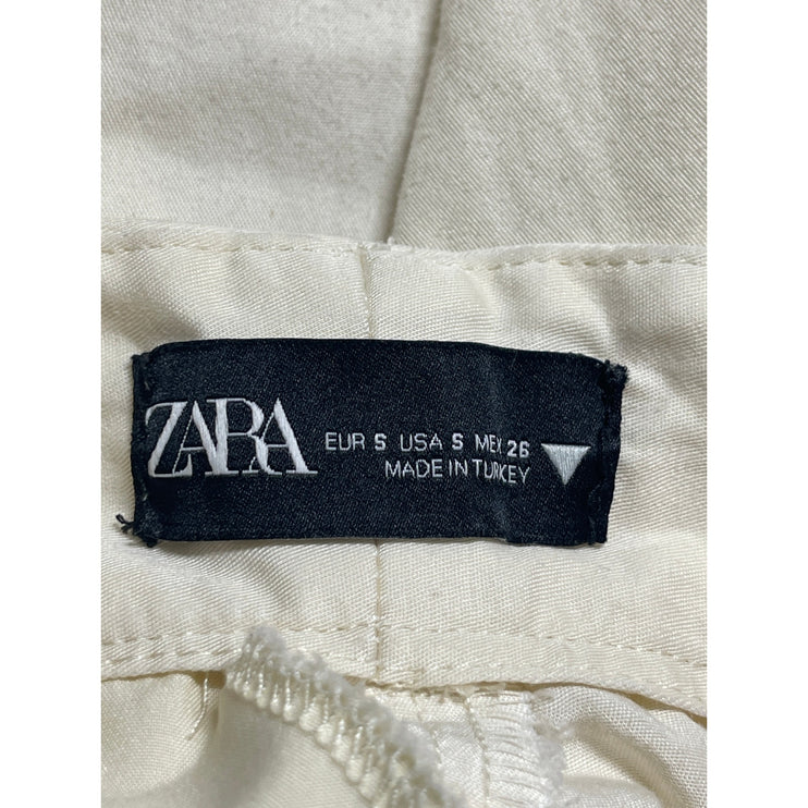 Zara Women's White High Rise Wide Leg Palazzo Trousers Dress Pants Size S