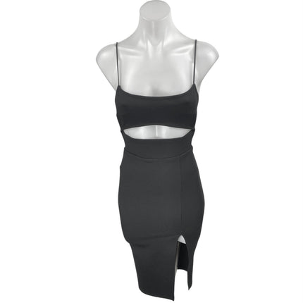 Superdown Women's Black Sleeveless Cami Cutout Slit Mini Bodycon Dress Size XS