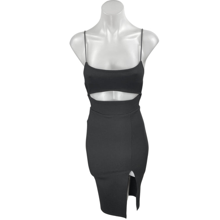Superdown Women's Black Sleeveless Cami Cutout Slit Mini Bodycon Dress Size XS