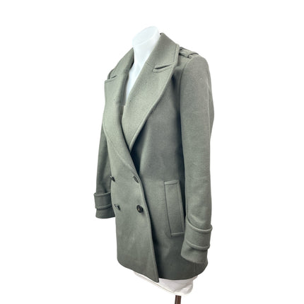 Reiss Women's Gray Wool Double Breasted Long Sleeve Blazer Coat Jacket Size 2