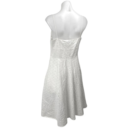 Context White Embroidered Eyelet V-neck Sleeveless Cami Camisole A-line Dress