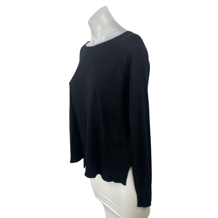 Zara Womens Black Boat Neck Drop Long Sleeve Casual Jersey T-Shirt Sweater Top L