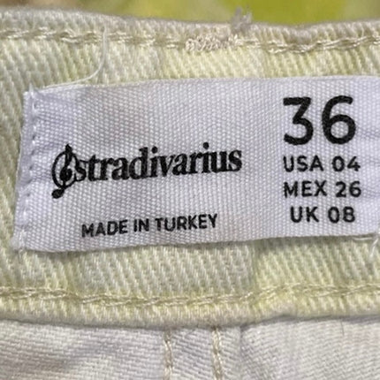 Stradivarius Women's Yellow White Tie Dye High Rise Wide Leg Denim Jeans Size 4