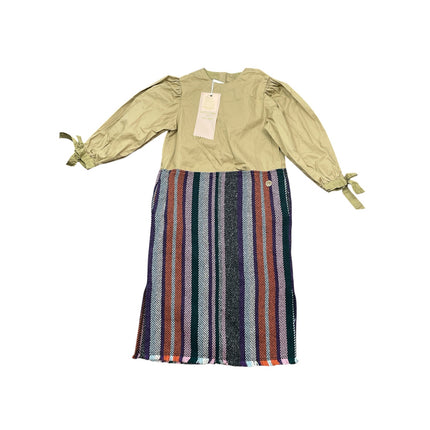 NEW Go to Hollywood Girl's Multicolor Striped Button Midi Shirt Dress 130 US 8