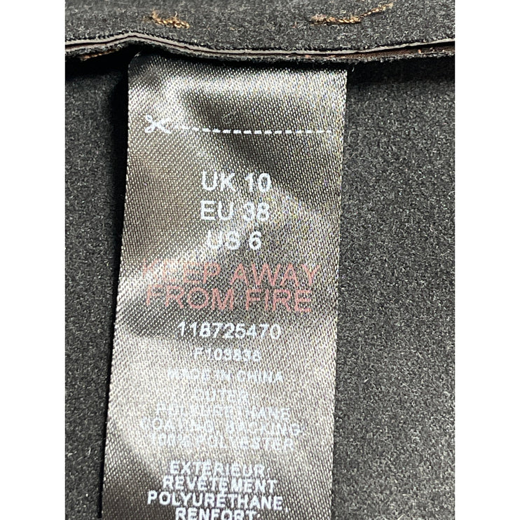 Topshop Women's Brown Croc Faux Leather Vegan Tie Waist A Line Mini Dress Size 6