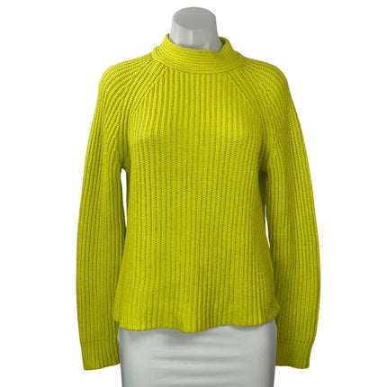 Banana Republic Women's Neon Yellow Chunky Ribbed Knit Mock Sweater Top Size S