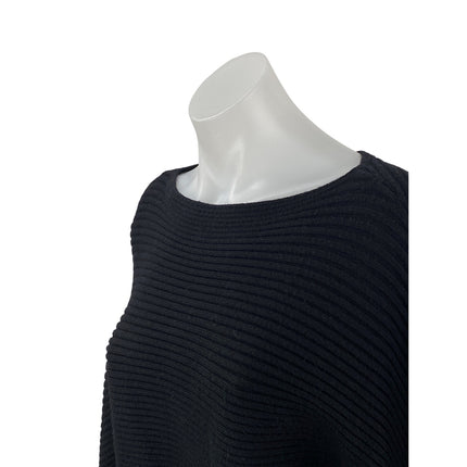 Zara Women's Black Boat Neck Ribbed Knit Batwing Sleeve Boxy Sweater Top Size S