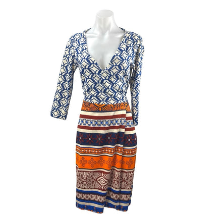 Diane von Furstenberg 100% Silk New Julian Two Desert Band Mini Wrap Dress Sz 6