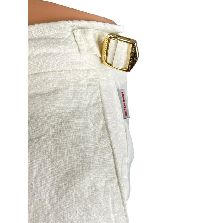 Orlebar Brown 100% Linen White High Rise Slim Tapered Utility Trousers Pants 30