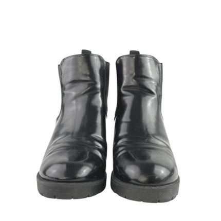 Halston Women's Black Vegan Leather Round Toe Block Heels Chelsea Boots Size 11