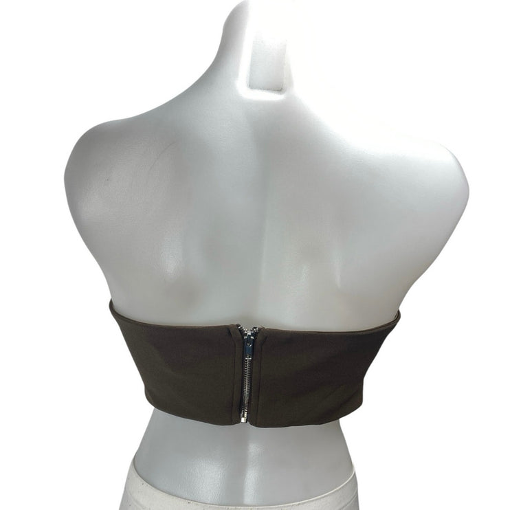 Princess Polly Brown Sleeveless Strapless Notch Bandeau Tube Crop Top Size 6