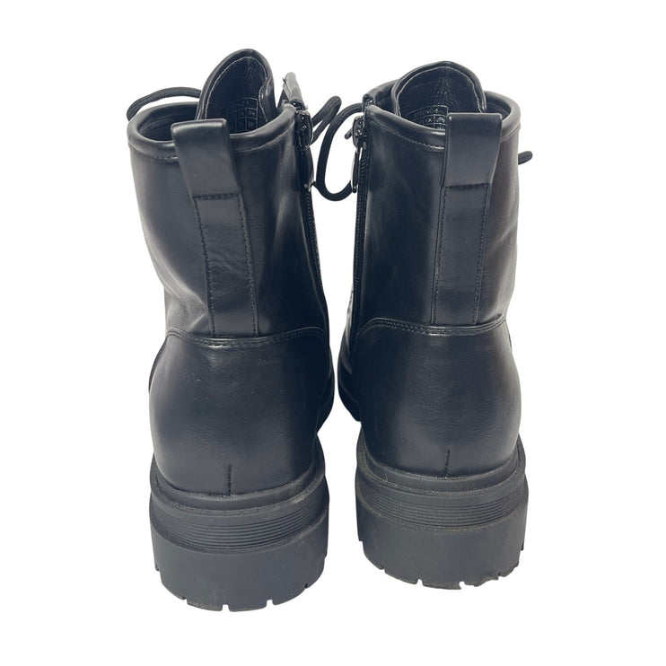 Dream Pairs Black Leather Lace up Round Toe Platform Ankle Combat Boots Size 11