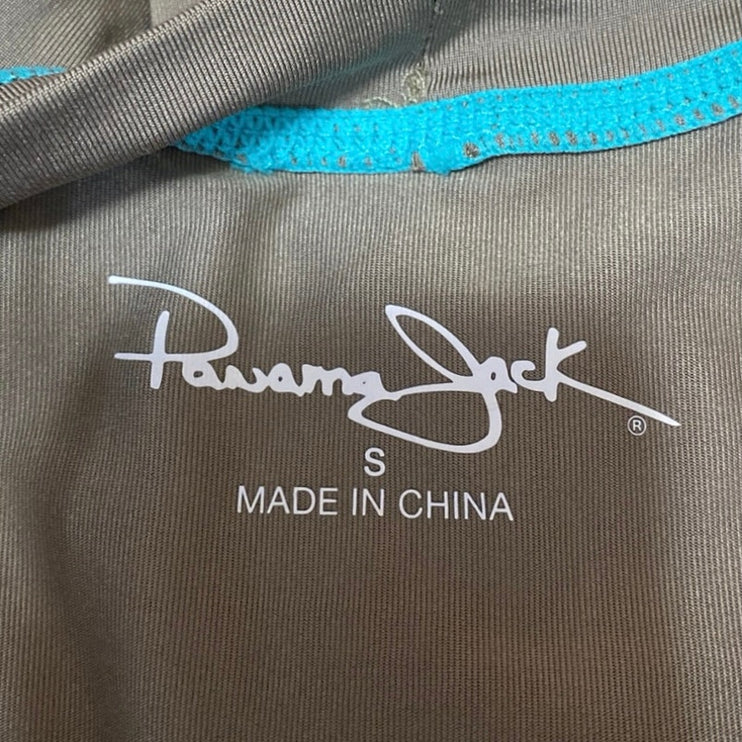 Panama Jack Women's Green Long Sleeve Colorblock Log Swim Rashguard Top Size S