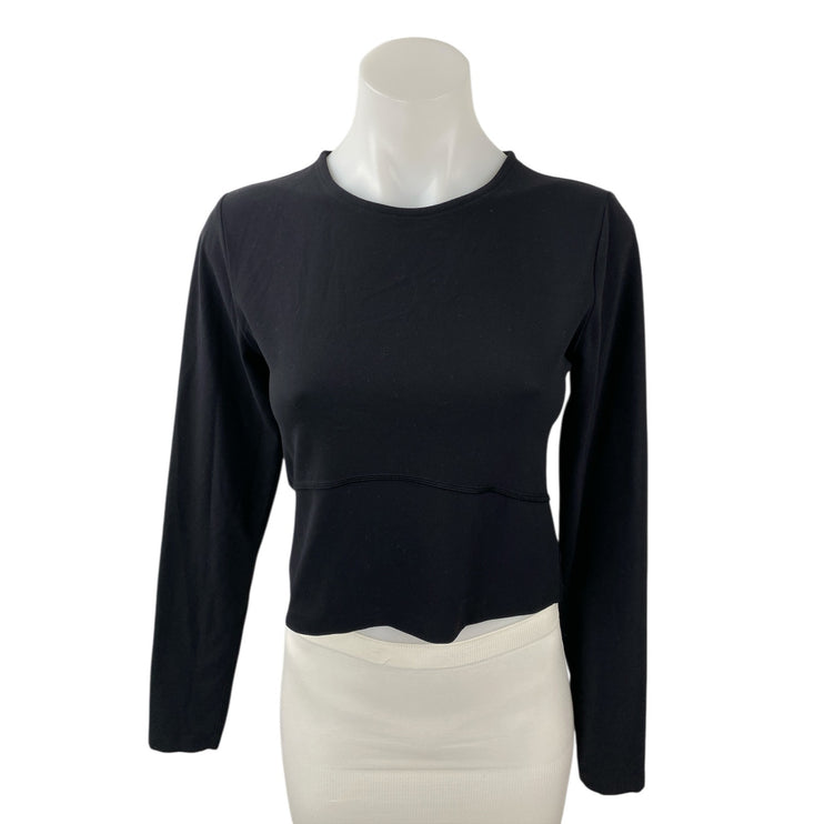 Aritzia TnAction Butter Bound Black Yoga Athletic Activewear Crop T-Shirt Top M