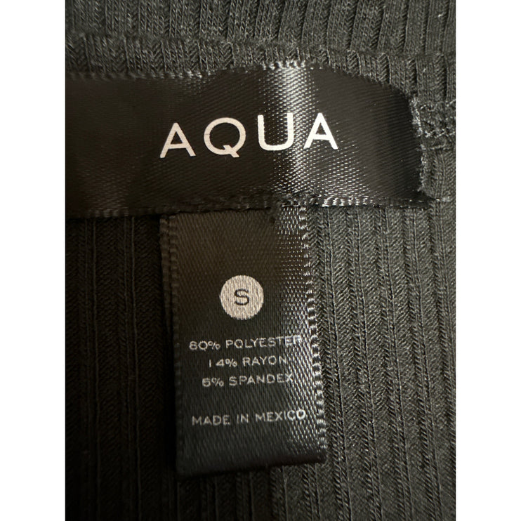 Aqua Women's Black Rib Knit Sleeveless Square Neck Cami Camisole Crop Tank Top S