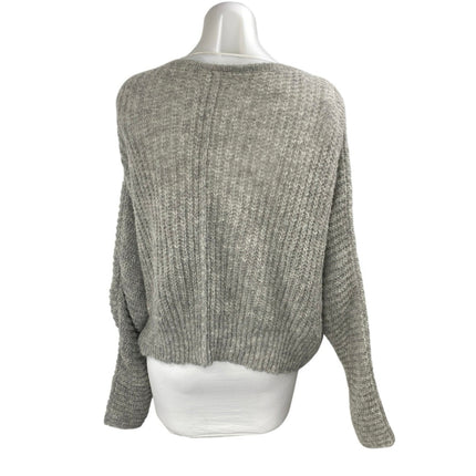 Free People Moonbeam Gray Alpaca Long Sleeve V Neck Cropped Sweater Top Size XS