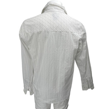 Southpole Men's White Embroidered Stripe Long Sleeve Button Up Dress Shirt Top L