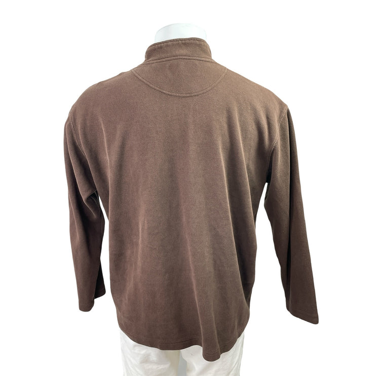 Sun River Mens Brown 1/4 Zip High Neck Long Sleeve Performace Polo Shirt Top L