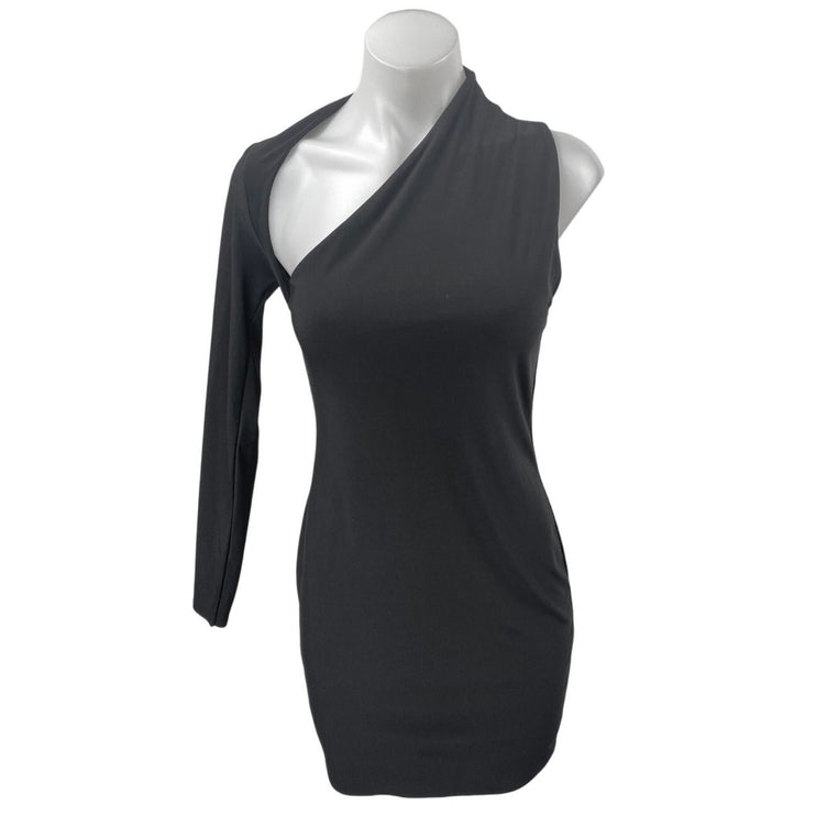 Club L Siren Black Cutout One Shoulder Long Sleeve Mini Stretch Bodycon Dress 6