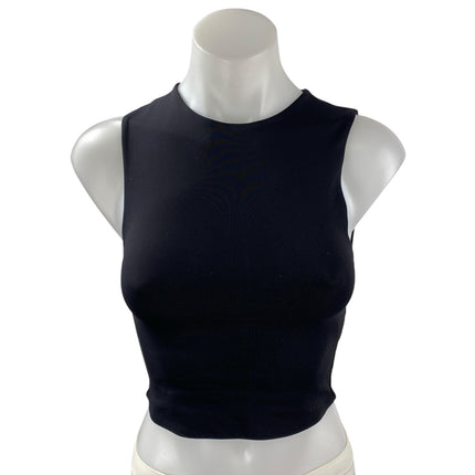 Aritzia Babaton Women's Black Crew Neck Sleeveless Slim Fit Crop Tank Top Sz XS