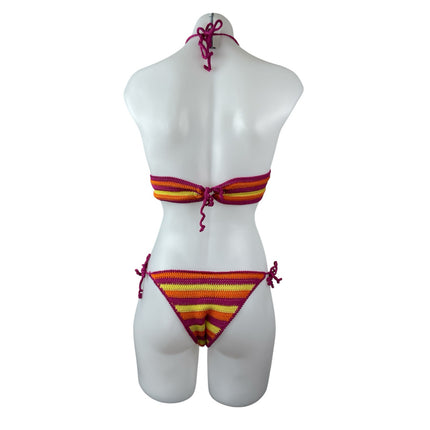 Solid & Striped Azalea Women's Multicolor Crochet Halter Top Bikini Swimwear XL