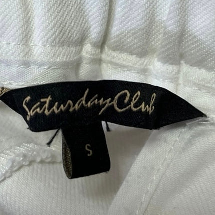 Saturday Club White High Waist Pleated Straight Wide Leg Trousers Pants Size S