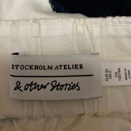 & Other Stories White Black Polka Dots Sleeveless Fit & Flare Midi Dress Size 2