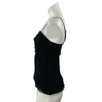 Gap Women's Black Silk Sleeveless Cami Square Neck Ruched Tank Blouse Top Size 6