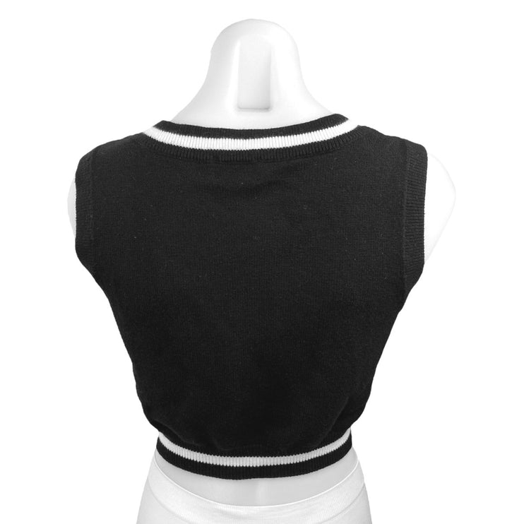 Aritzia Sunday Best Quinn Black Wool Blend Knit V-neck Crop Sweater Vest Top XS