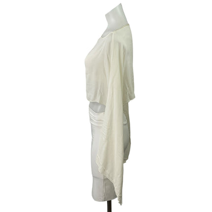 Tomtom Ibize Womens Beige Boatneck Kimono Long Sleeve Cropped Top Blouse Size M