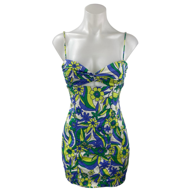 Zara Multicolor Floral Sleeveless Cami Camisole Mini Tank Bodycon Dress Size S