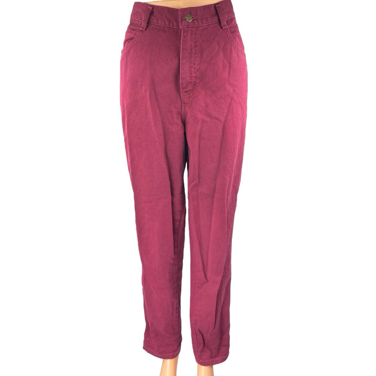 Vintage Gitano Women's Red Maroon High Waisted Tapered Leg Denim Jeans Size 12