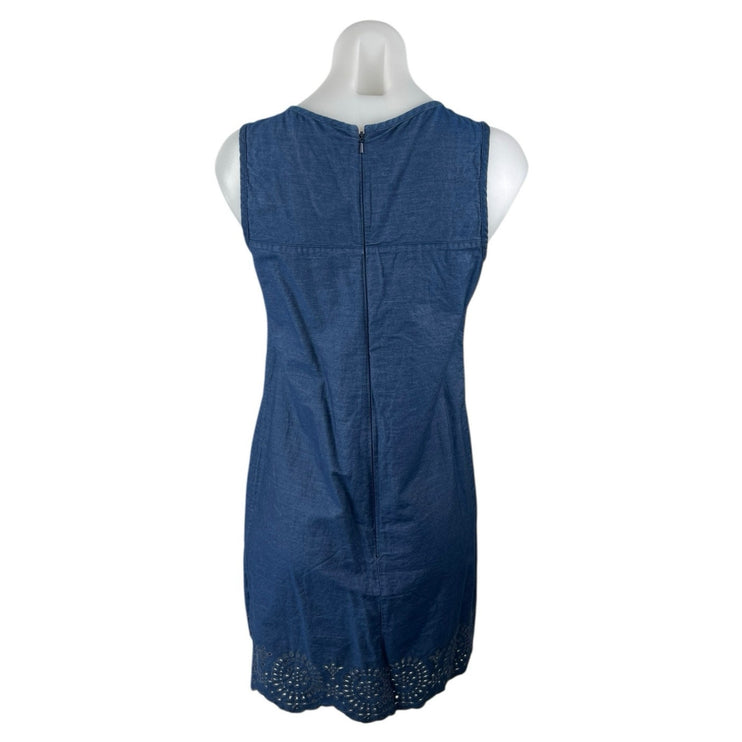 French Connection Blue Chambray Sleeveless Embroidered Tank Mini Dress Size 8