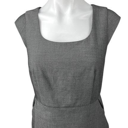 Ann Taylor Gray Scoop Neck Cap Sleeve Stretch Mini Sheath Pencil Dress Size 2