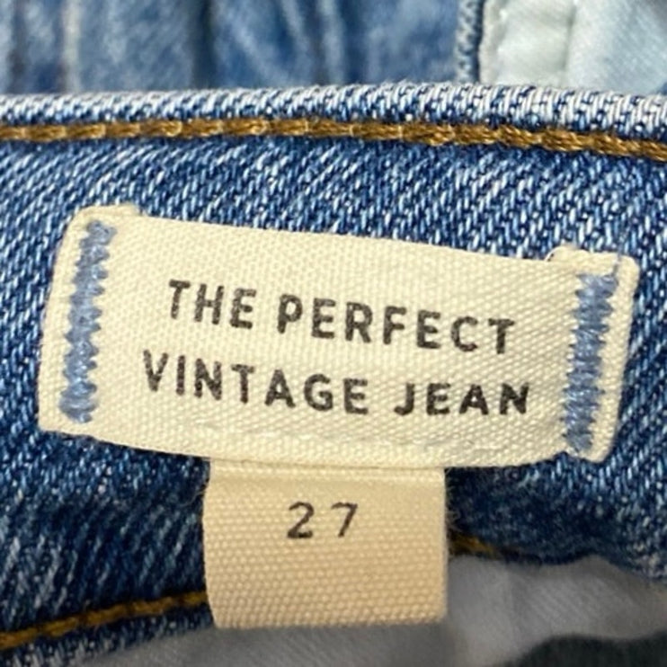 Madewell Perfect Vintage Blue High Waist Frayed Crop Straight Leg Denim Jeans 27