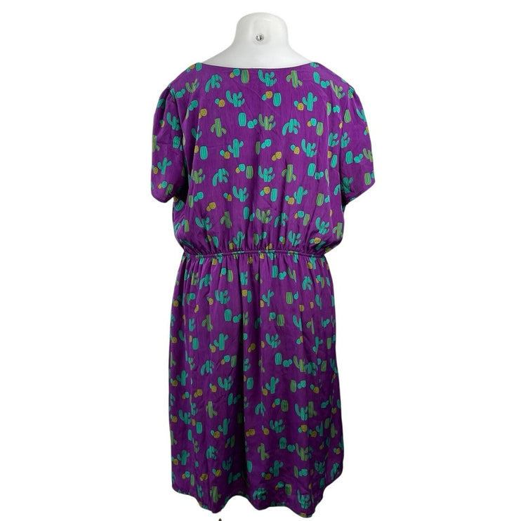 Peach Love California Oh My Gosh Cactus Cap Sleeve Mini A-Line Blouson Dress 3XL