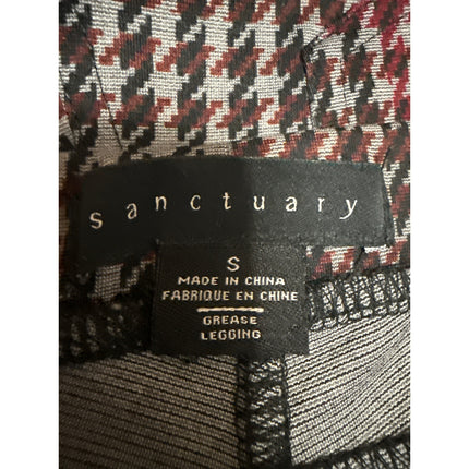 Sanctuary Women's Black Red Houndstooth High Rise Skinny Trousers Pants Size S