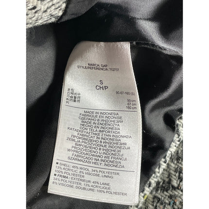 Gap Women's Gray Chevron Wool Long Sleeve Zip Up Moto Biker Coat Jacket Size S