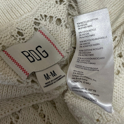 Urban Outfitters BDG Men's Beige Short Sleeves Open Knit Button Down Shirt Top M