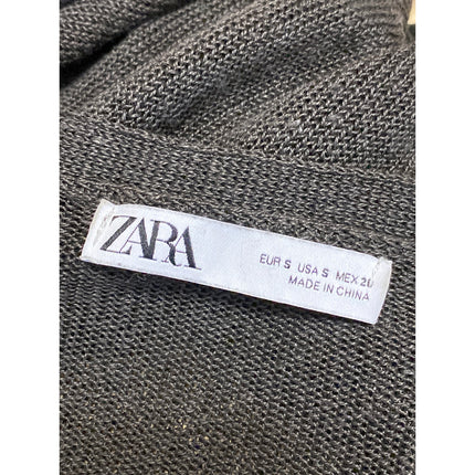 Zara Women's Gray Long Sleeve V Neck Knit Button Down Cardigan Sweater Top Sz S