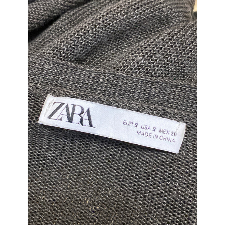 Zara Women's Gray Long Sleeve V Neck Knit Button Down Cardigan Sweater Top Sz S
