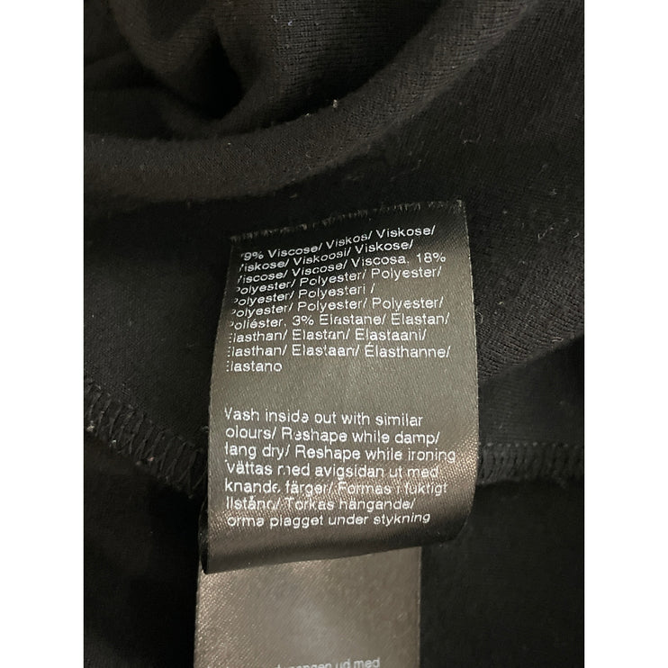 Filippa K Women's Black Long Sleeve Tie Waist V Neck Wrap Mini Dress Size S