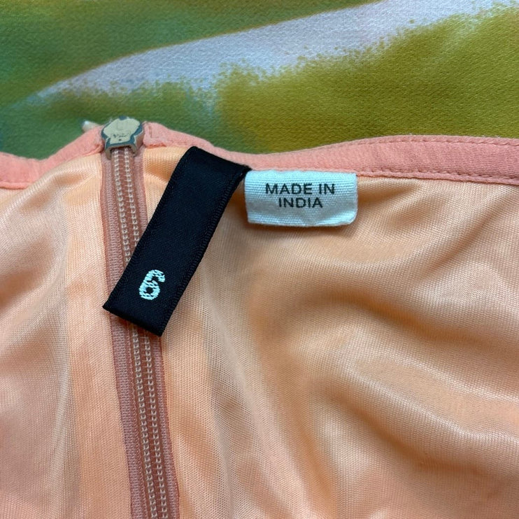 H&M Neon Orange Fruit Tropical Spaghetti V-Neck Sleeveless Mini Sundress Size 6