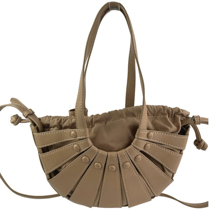 Bottega Veneta Women's Beige Leather Boho Crossbody Strap Shell Tote Handbag