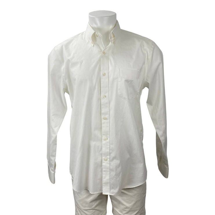 J.Crew Men's White Slim Fit Pocket Career Long Sleeve Button Down Shirt Top Sz L